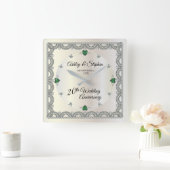 Emeralds | Diamanten 20. Hochzeitstag Quadratische Wanduhr (Zuhause)