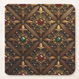 Emeralys und Rubine auf einem Verzierten Design Rechteckiger Pappuntersetzer