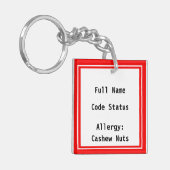 EMERGENCY Contact Information Keychain Bag Tag Schlüsselanhänger (Vorderseite links)