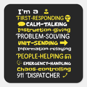 Emergency Dispatcher - Thin Yellow Line Dispatcher Quadratischer Aufkleber