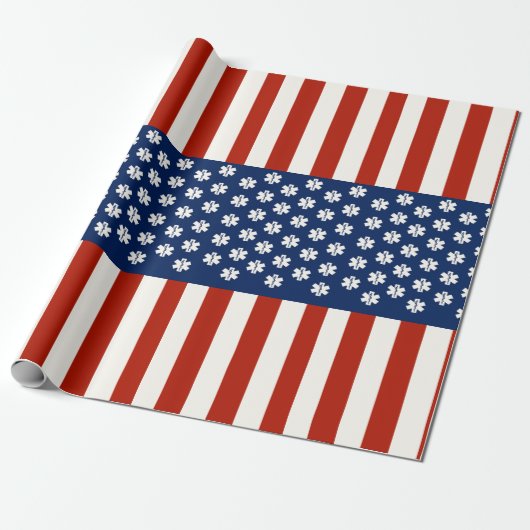 Emergency Medical Worker Tribute USA Flag - EMT EM Geschenkpapier (Ungerollt)