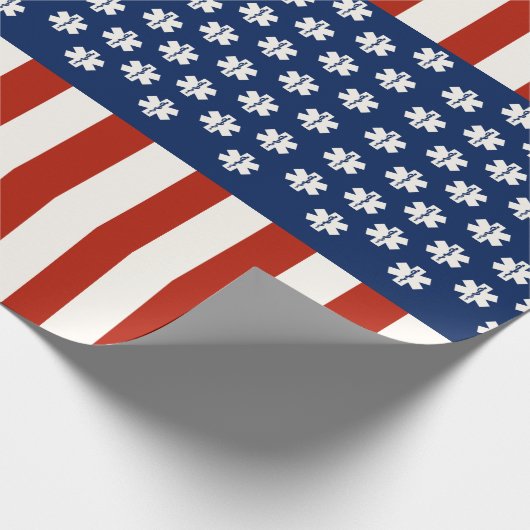 Emergency Medical Worker Tribute USA Flag - EMT EM Geschenkpapier (Ecke)