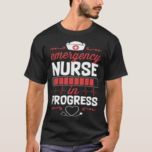 Emergency Nurse In Progress Nursing School Student T-Shirt (Vorderseite)