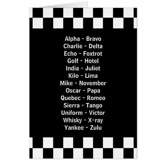 Emergency Police Dispatcher Phonetic Alphabet (Vorne)