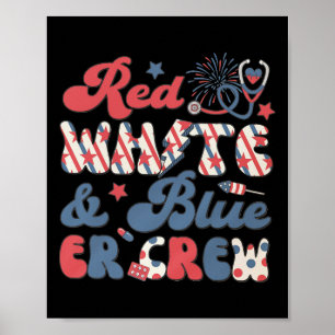 Emergency Room Tech 4. Juli Retro Red White Bl Poster