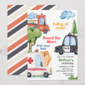 Emergency Vehicles Any Age Birthday Einladung (Vorne/Hinten)