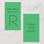 Emerle Green Black Monogram Schlicht Business Card Visitenkarte (Vorne/Hinten)