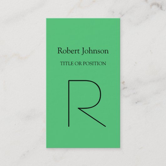 Emerle Green Black Monogram Schlicht Business Card Visitenkarte (Vorderseite)
