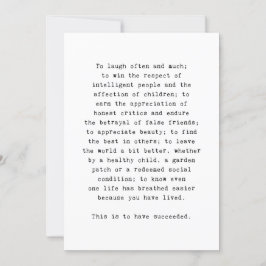 Emerson inspirierendes Zitat über Erfolg Dankeskarte