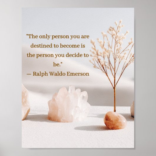 Emerson Mindset Zitat Poster mit Kristallen (Vorne)