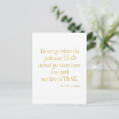 Emerson Quote Gold Imitate Glitzer Inspiration Postkarte (Stehend Vorderseite)