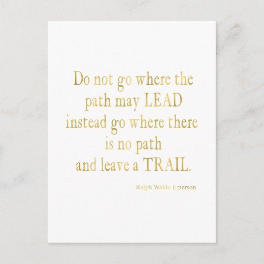 Emerson Quote Gold Imitate Glitzer Inspiration Postkarte (Vorderseite)