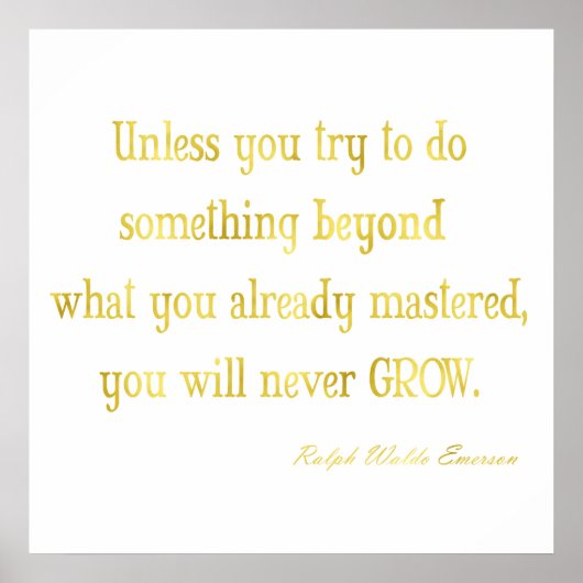 Emerson Quote Gold Imitate Glitzer Metallic Sequin Poster (Vorne)