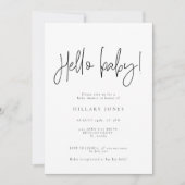 EMERY | Calligraphy Hello baby Dusche QR Code Einladung (Vorderseite)