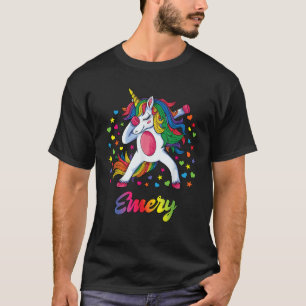 Emery Dabbing Unicorn Rainbow Personalisiert Name T-Shirt