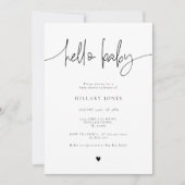 EMERY | Elegante Calligraphy Baby Shower Hello bab Einladung (Vorderseite)