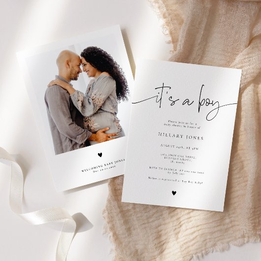 EMERY | Elegante Calligraphy Baby Shower Sein Jung Einladung