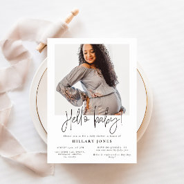 EMERY | Elegantes Baby Shower Hello Baby Foto Einladung