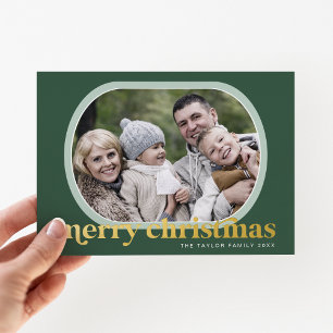 EMERY Green Gold Foil Foto Einfach Frohe Weihnacht Folien Feiertagskarte
