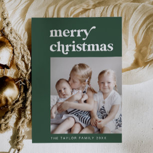 EMERY Grüne Retro-Familien-Vintage-Foto-Weihnachte Feiertagskarte