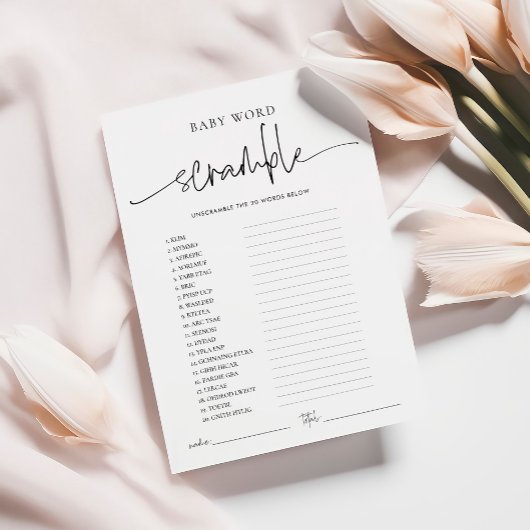 EMERY Whimsi Word Scramble Baby Showkarte Hinweiskarte