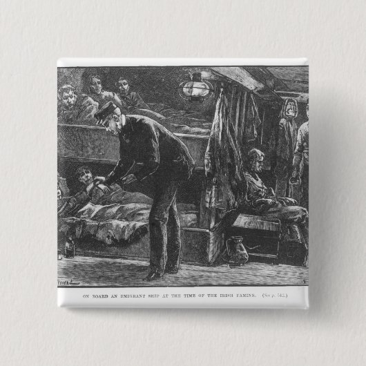 Emigrant-Schiff zu der Zeit des irischen Hungers Button (Vorderseite)