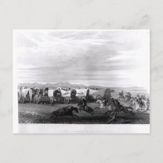 Emigranten angegriffen von den Komanchen Postkarte (Vorderseite)