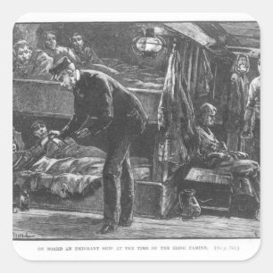 Emigrantenschiff zur Zeit der irischen Hungersnot Quadratischer Aufkleber