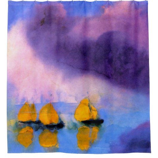Emil Nolde - Meer mit violetten Wolken und Segelbo Duschvorhang (Vorderseite)