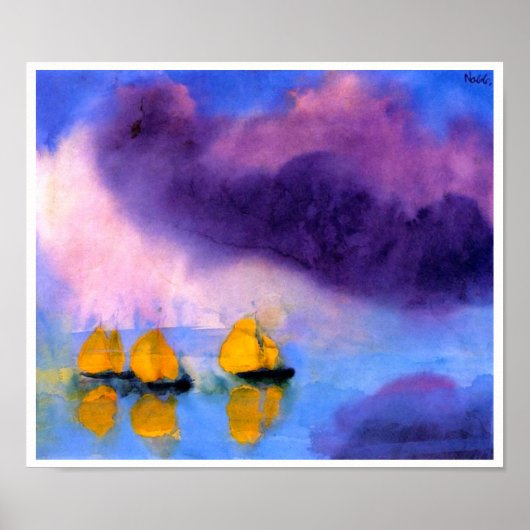 Emil Nolde - Meer mit violetten Wolken und Segelbo Poster (Vorne)