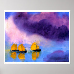 Emil Nolde - Meer mit violetten Wolken und Segelbo Poster