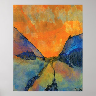 Emil Nolde Mountain Landschaftstal mit Sonnenunter Poster