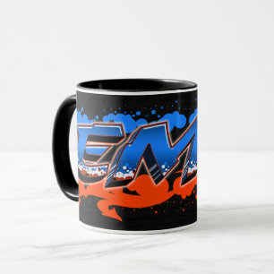 Emil Vorname Name Graffiti blue orange Tasse