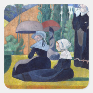 Emile Bernard Breton Frauen mit Umbrellas Quadratischer Aufkleber
