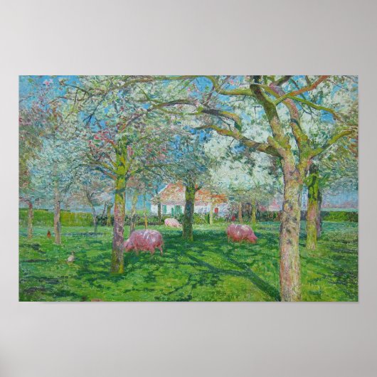 Emile Claus - Der Orchard im Frühling Poster (Vorne)