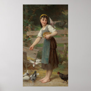 Emile Munier Vintag Fütternd die Tauben Poster