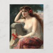 Emile Vernon Girl mit Mohnpostkarte Postkarte (Vorderseite)