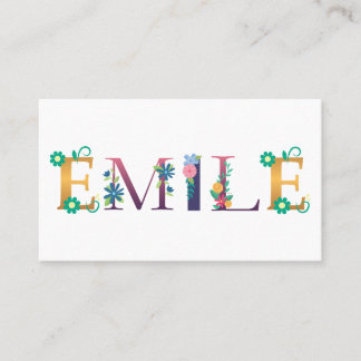 EMILE Vorname Elegant bestickt Visitenkarte