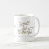 Emilia-Buchstabe E-Name bedeutet Monogramm-Tasse Kaffeetasse (VorderseiteRechts)