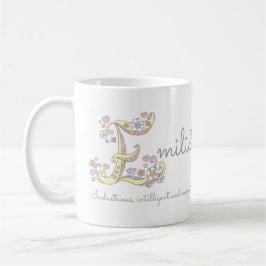 Emilia-Buchstabe E-Name bedeutet Monogramm-Tasse Kaffeetasse