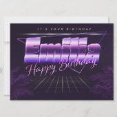 Emilia Name Vorname lila retro Karte Geburtstag (Vorderseite)