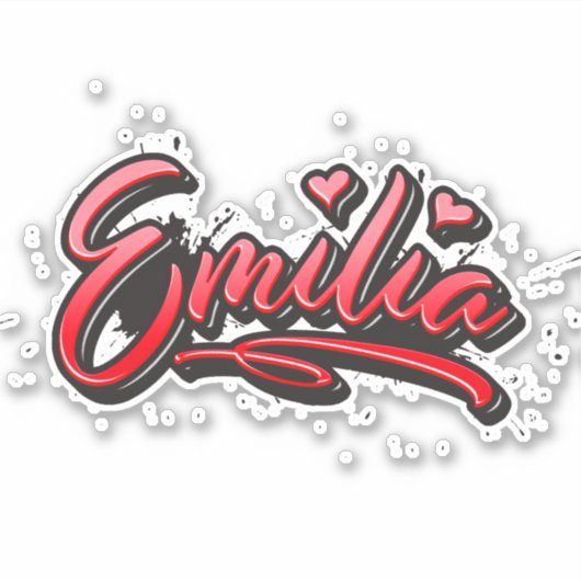 Emilia red Heart Graffiti Aufkleber Sticker (Vorderseite)