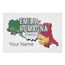 Emilia Romagna Flag Italien Retro Region Karte Vin