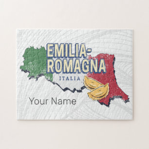 Emilia Romagna Flagge Italien Retro Region Karte V Puzzle