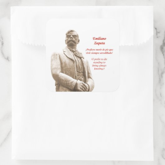 Emiliano Zapata Anführungszeichen Quadratischer Aufkleber (Tasche)