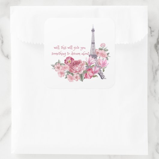 Emilie in paris quadratischer aufkleber (Tasche)