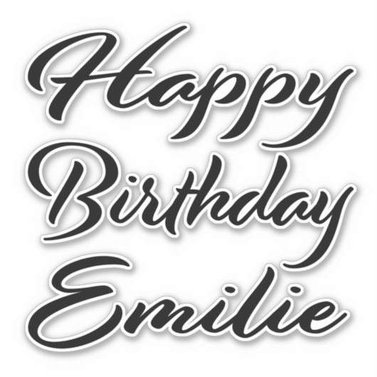Emilie Name Vorname black Sticker Geburtstag (Vorderseite)
