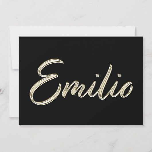 Emilio Name white gold Handwriting Karte (Vorderseite)