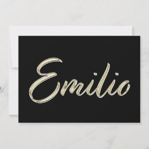 Emilio Name white gold Handwriting Karte