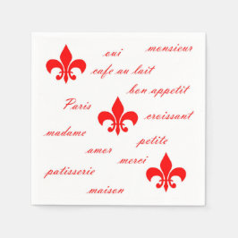 Emilion Paper Napkins Red on White Serviette
